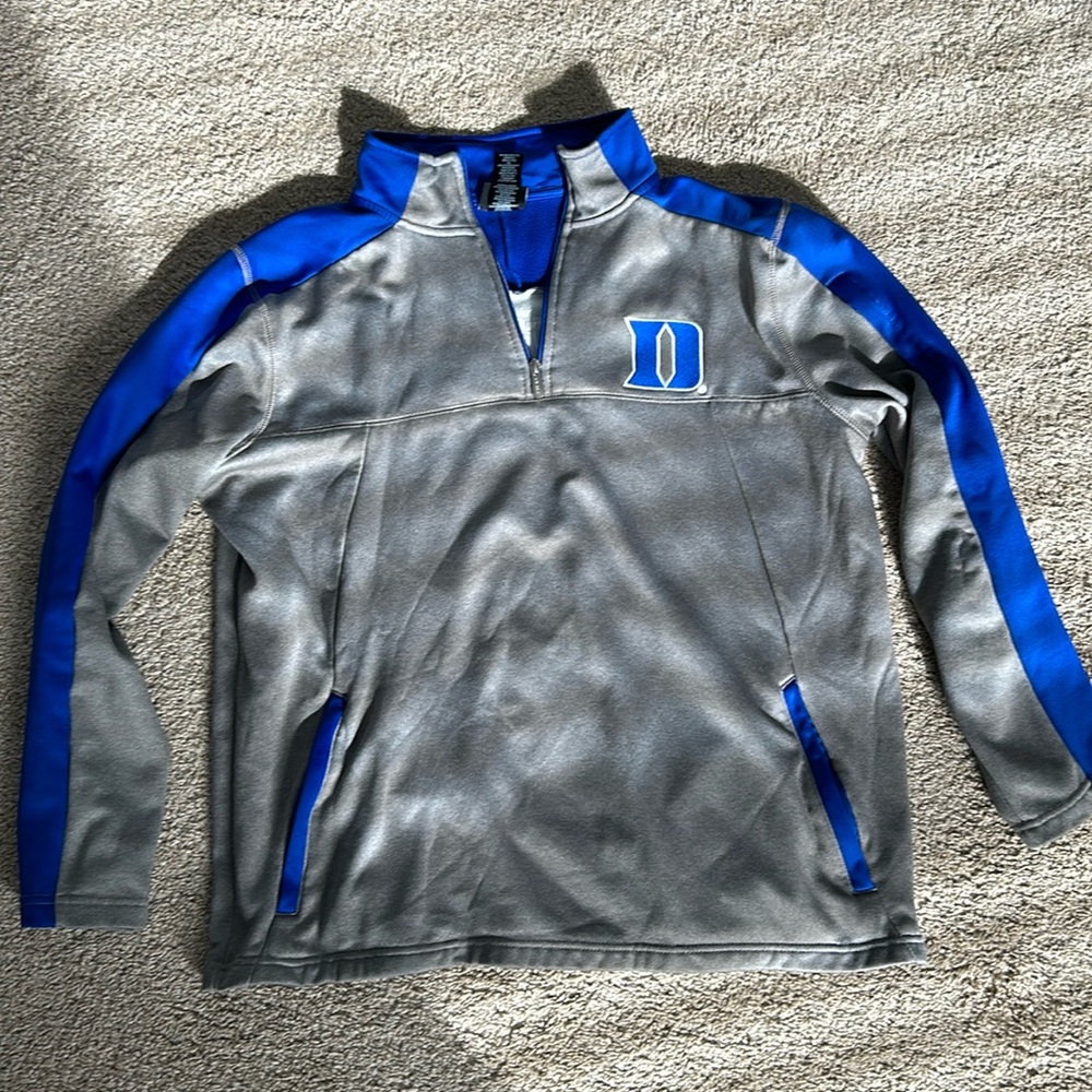 Light Grey and Royal Blue Fleece Sweatshirt with Duke Logo